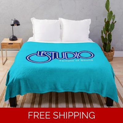Le Studio Throw Aqua Blue Blanket Original White & Blue Logo TOS